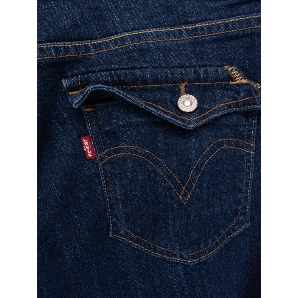Levis 515 Boot Cut Jeans Womens 16 Blue Dark Wash Stretch Denim Casual Western - Picture 12 of 13